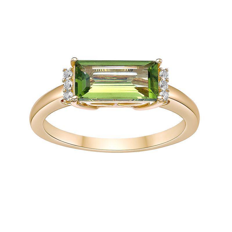 Gemminded 18K Gold Plated Peridot and Lab Created White Sapphire Ring, Womens Gold Tone Product Image