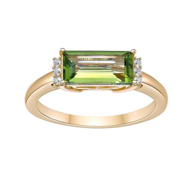 Gemminded 18K Gold Plated Peridot and Lab Created White Sapphire Ring, Womens Gold Tone Product Image