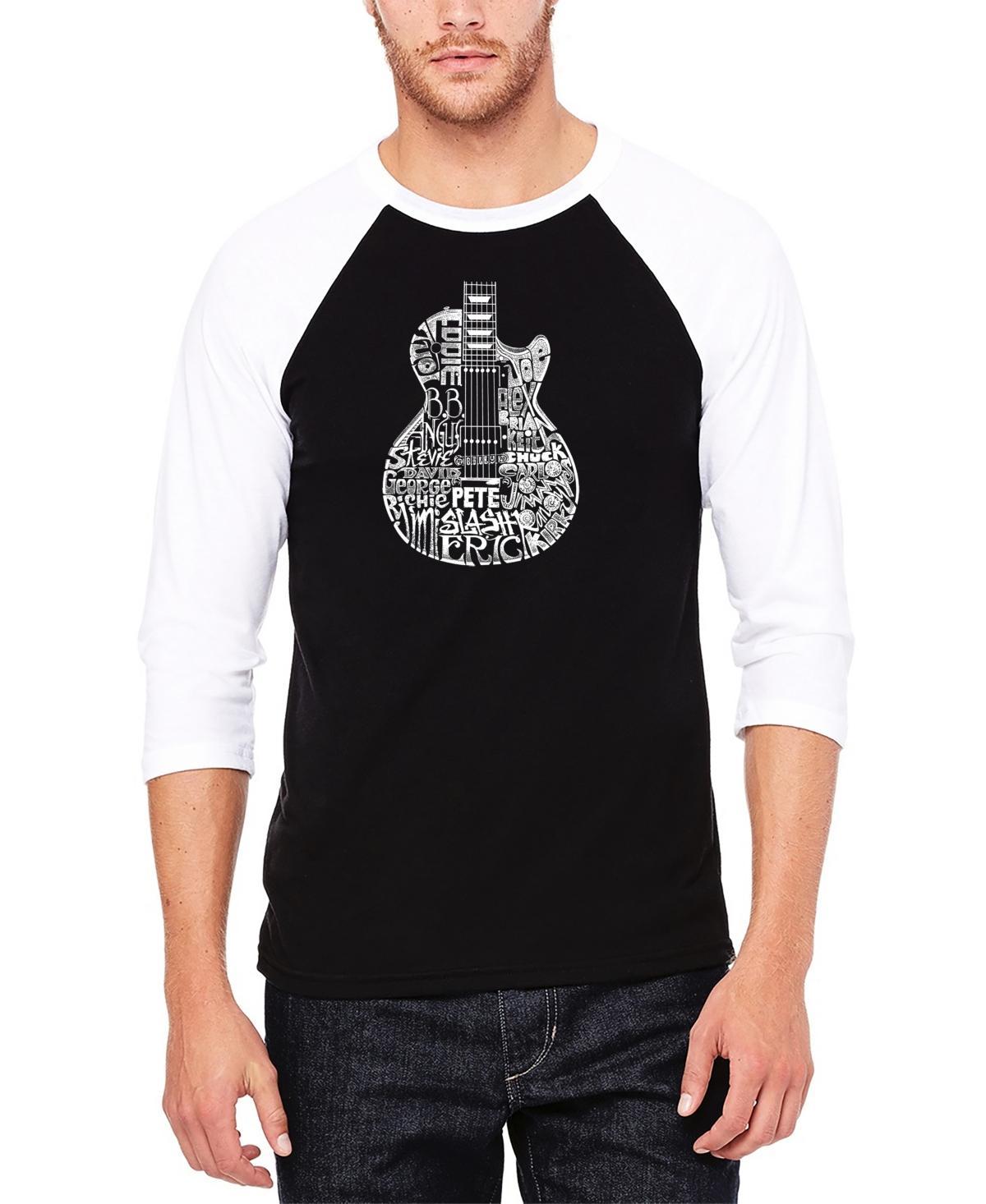 Mens Rock Guitar Head Raglan Baseball Word Art T-shirt - Black Product Image