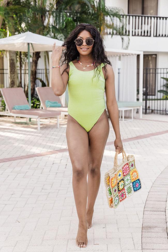 Pier Prize Metallic Lime One Piece Swimsuit FINAL SALE Product Image