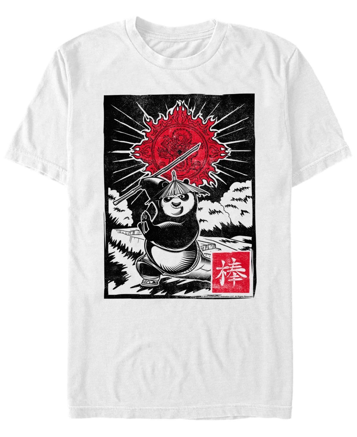 Mens Kung Fu Panda Master Po Action Pose Woodcut Poster Tee Product Image