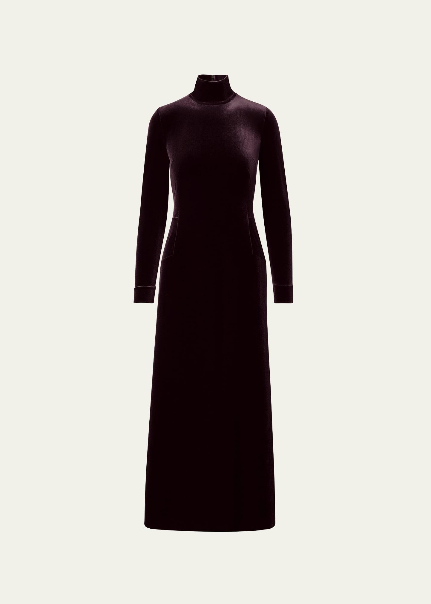 Akris Mock Neck Long Sleeve Fluid Stretch Velvet Gown Product Image