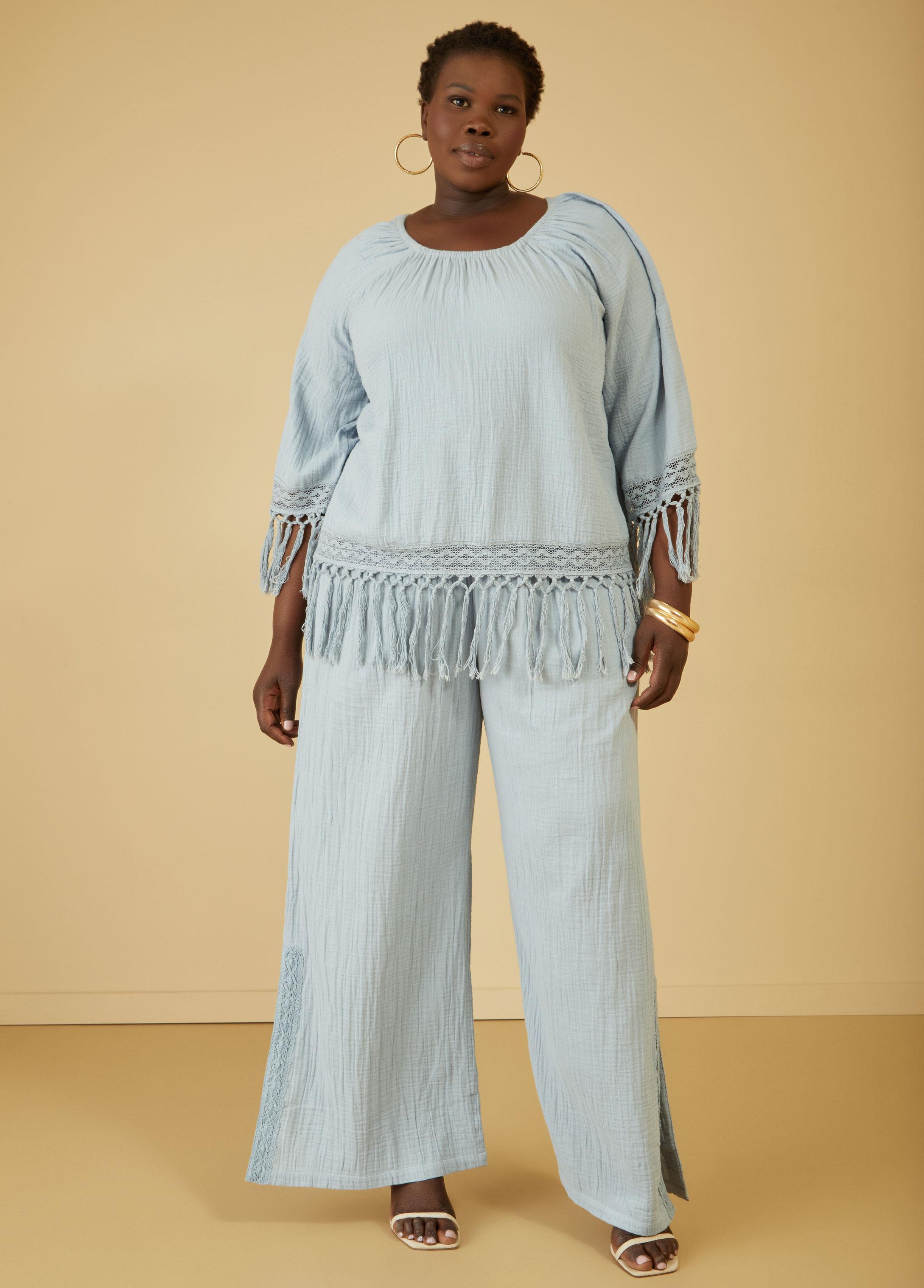 Fringed Cotton Gauze Blouse Product Image