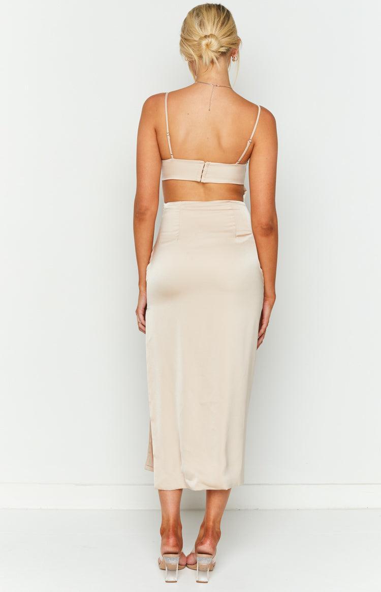 Alaia Champagne Formal Midi Dress Product Image