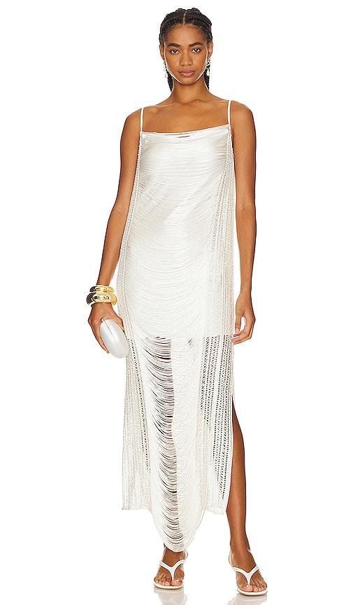 Draped Fringe Maxi Dress Product Image