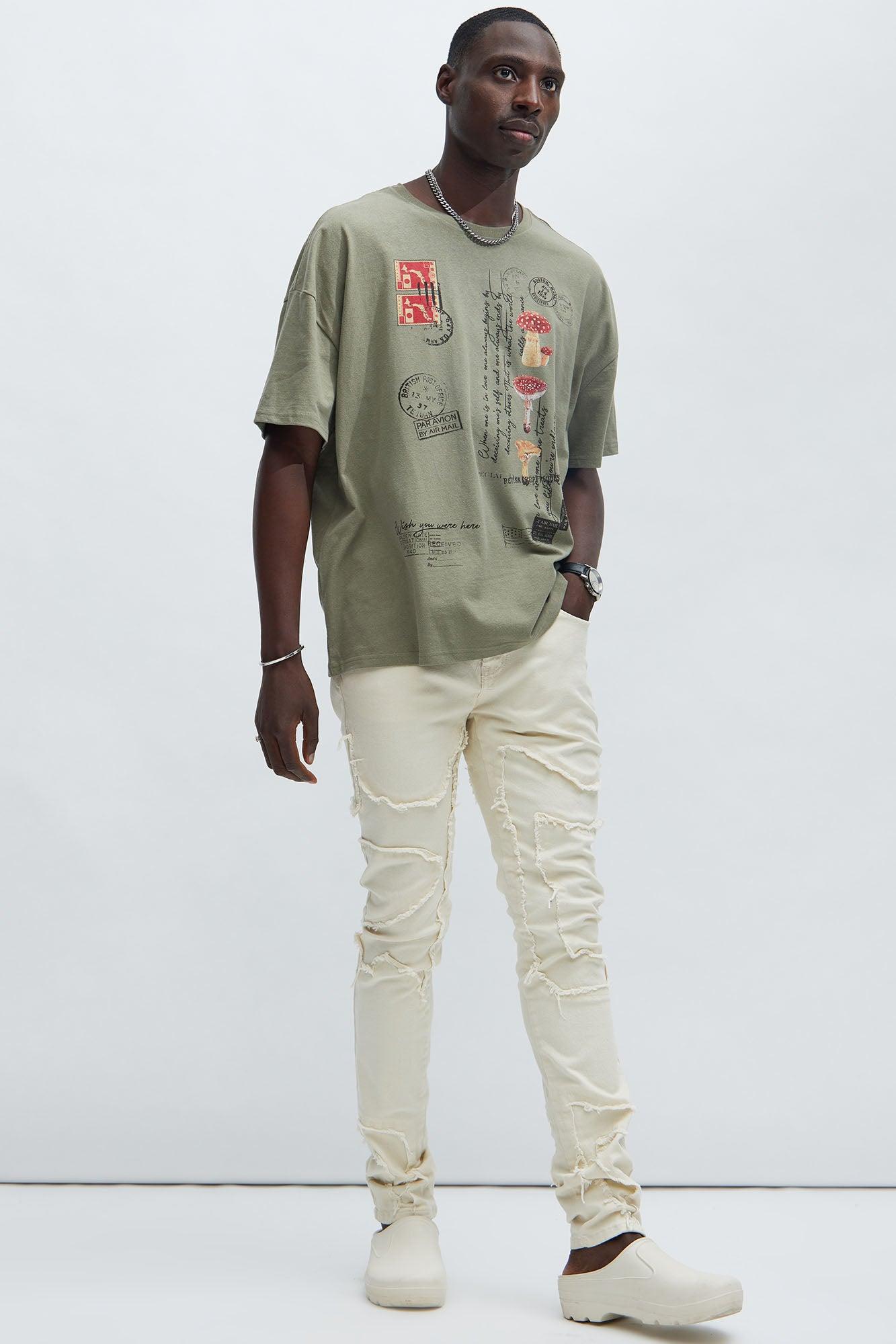 Got Your Back Patched Stacked Skinny Jeans - Off White Product Image