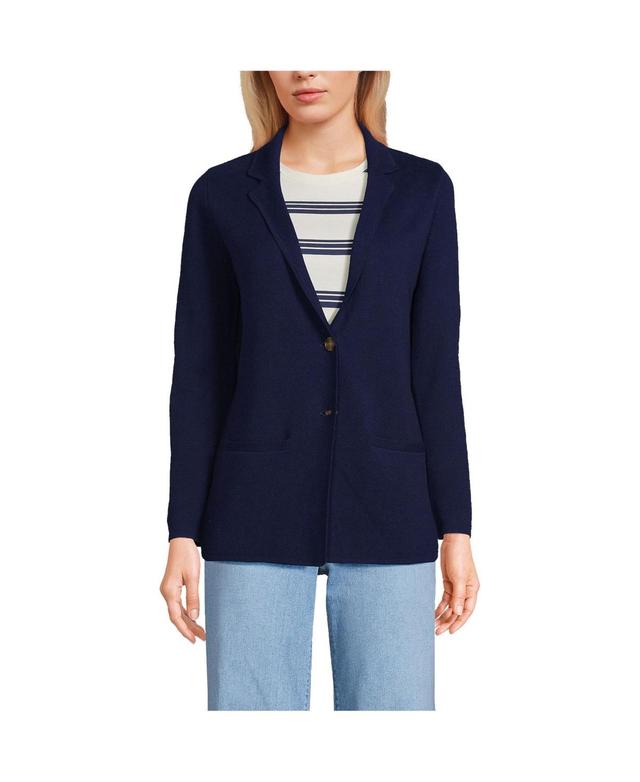 Lands End Womens Fine Gauge Cotton Button Front Blazer Sweater Product Image