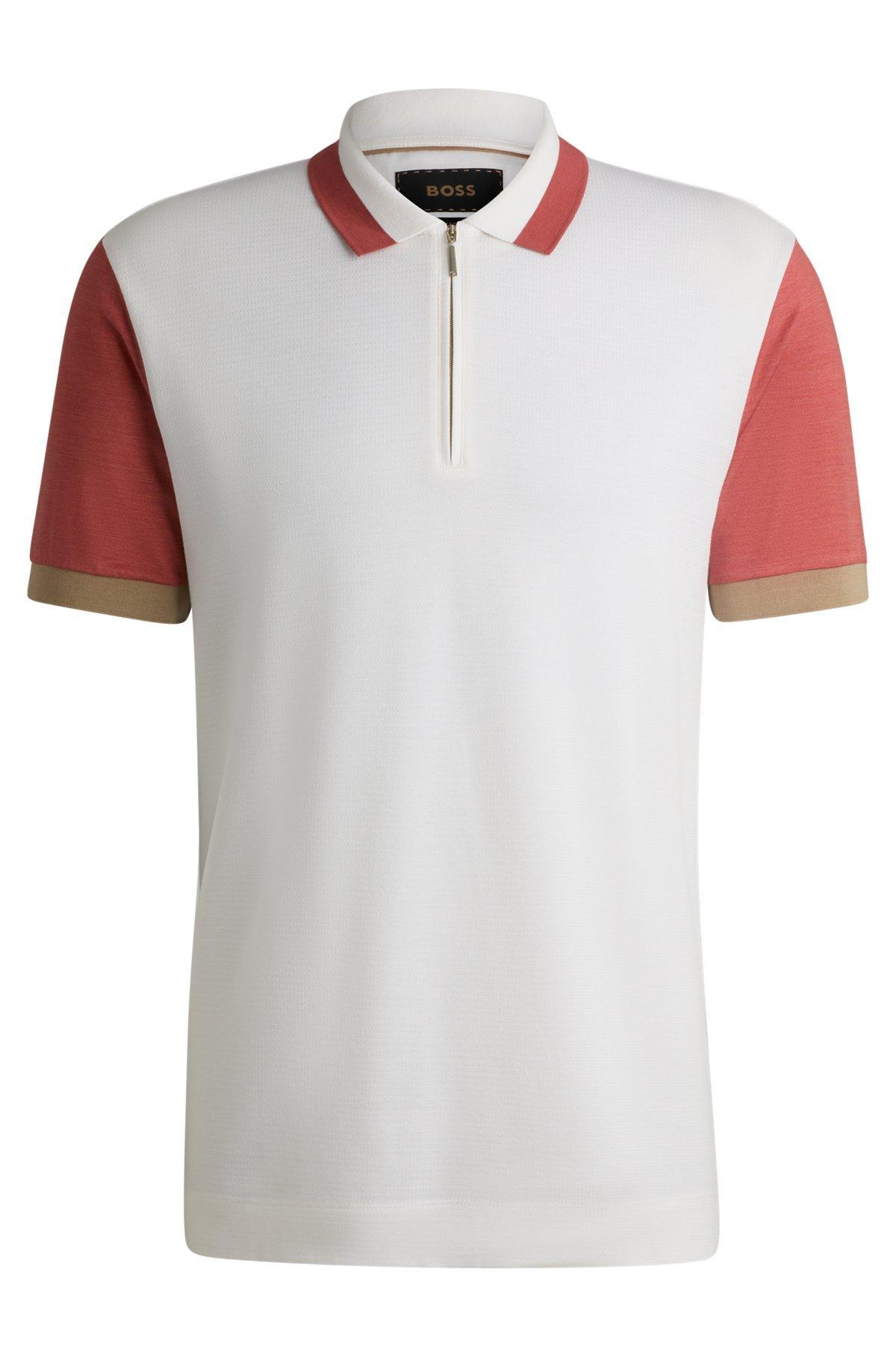 Cotton-silk polo shirt with contrast details Product Image