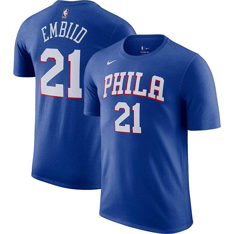 Mens Nike Joel Embiid Royal Philadelphia 76ers Icon 2022/23 Name & Number T-Shirt Product Image