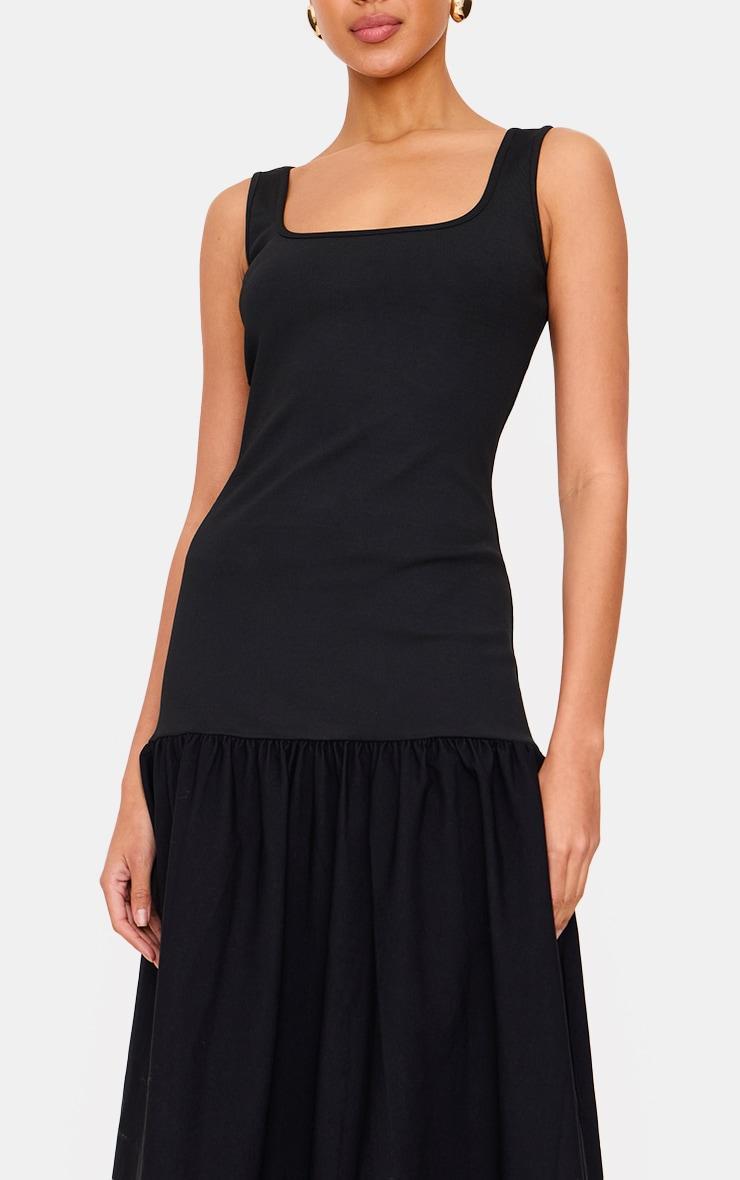 Black Woven Drop Waist Midaxi Dress Product Image