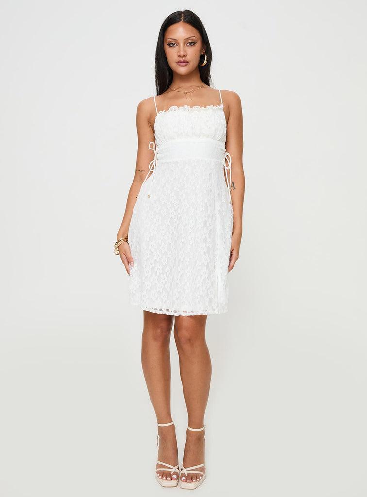 At Last Lace Mini Dress White Product Image