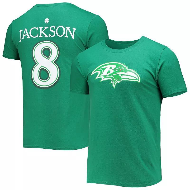 Mens Fanatics Lamar Jackson Green Baltimore Ravens St. Patricks Day Icon Player T-shirt Product Image