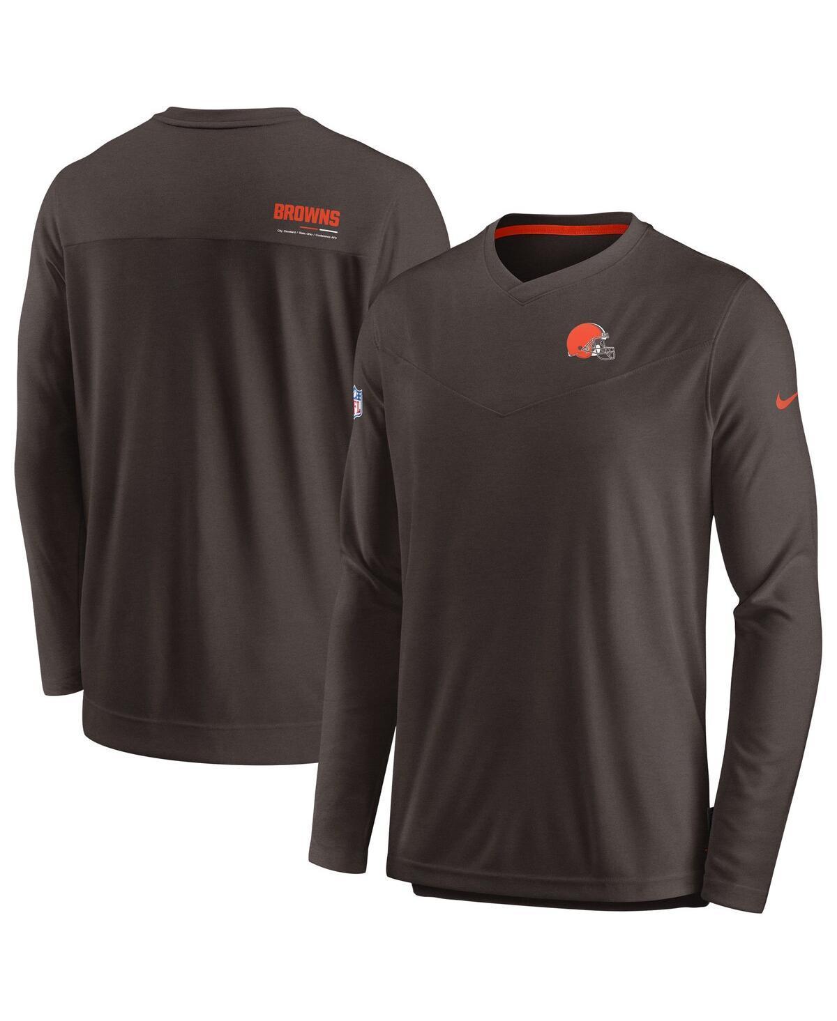 Mens Nike Brown Cleveland Browns 2022 Sideline Coach Chevron Lock Up Performance Long Sleeve V-Neck T-shirt Product Image