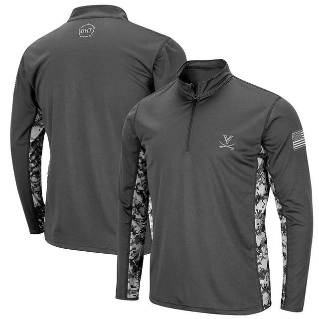 Mens Colosseum Charcoal Virginia Cavaliers OHT Military Appreciation Rival Digi Camo Quarter-Zip Jacket Product Image