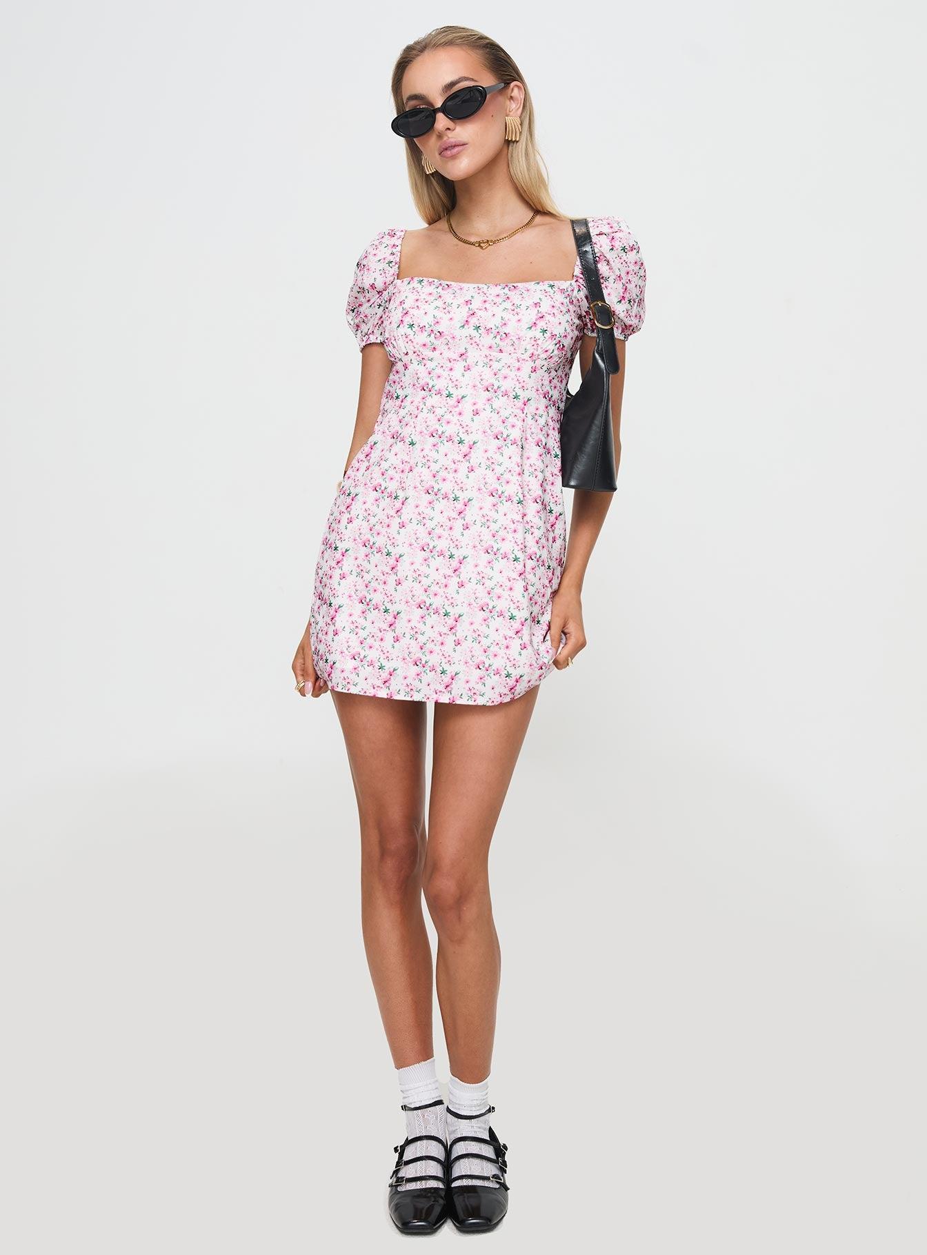 Hollen Mini Dress White Floral Product Image