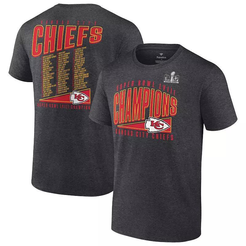 Mens Fanatics Branded Heather Kansas City Chiefs Super Bowl LVIII Champions Roster Best Teammates T-Shirt Grey Product Image