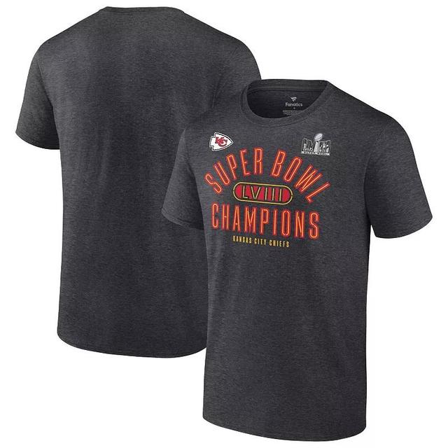 Mens Fanatics Branded Heather Kansas City Chiefs Super Bowl LVIII Champions Under The Lights T-Shirt Grey Product Image