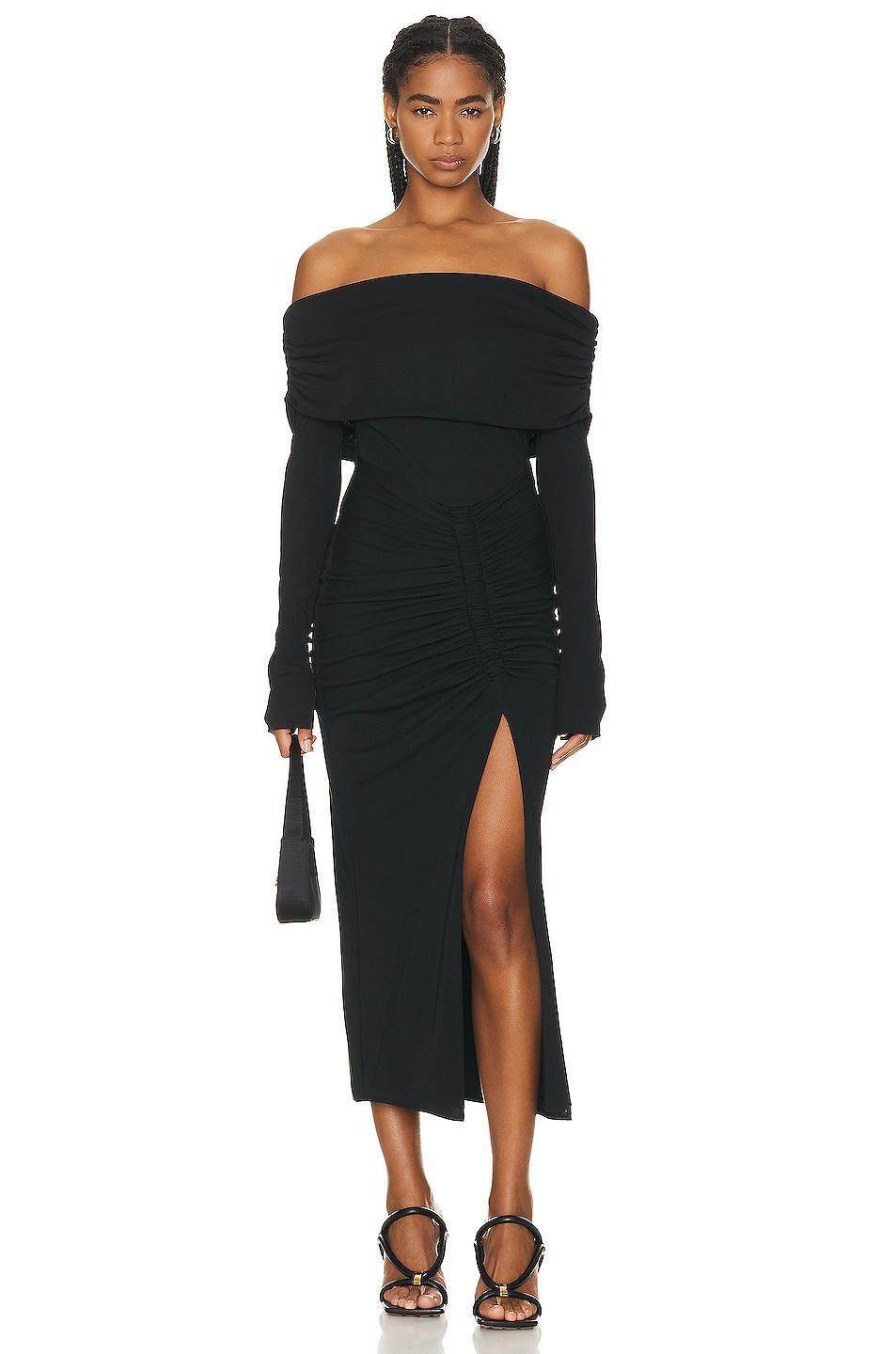 NICHOLAS Ascha Ruched Off Shoulder Midi Dress Product Image