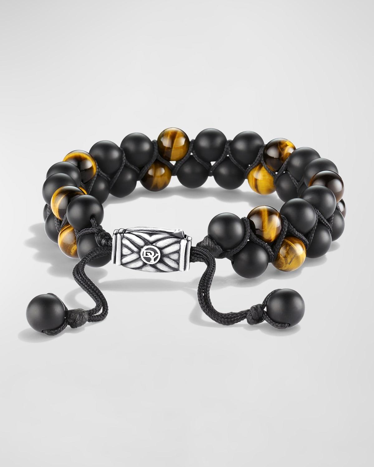 David Yurman Mens Spiritual Beads Two-Row Bracelet with Black Onyx & Tigers Eye Product Image