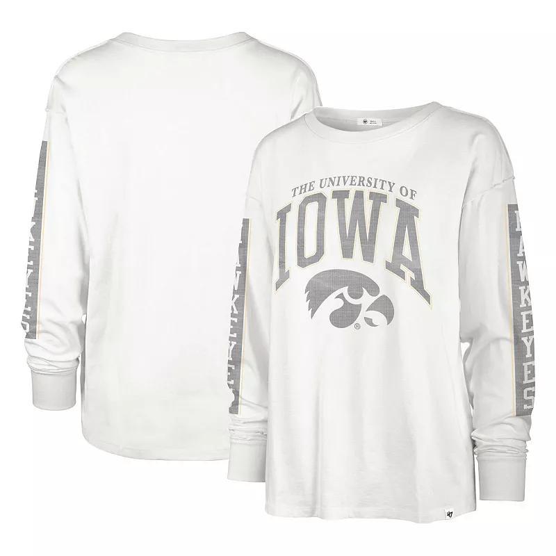 Womens 47 Brand White Iowa Hawkeyes Statement Soa 3-Hit Long Sleeve T-shirt Product Image