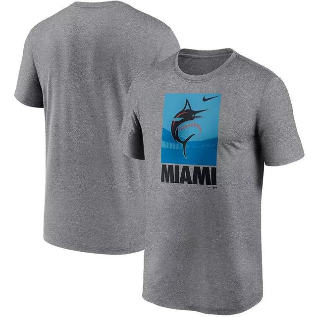 Mens Nike Heathered Gray Miami Marlins Local Logo Legend Performance T-Shirt Product Image