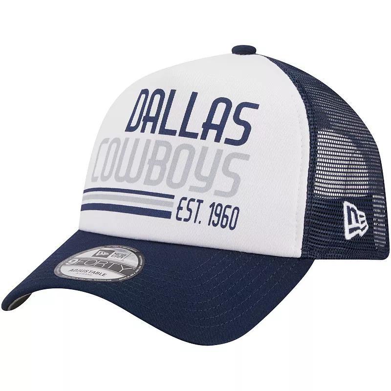 Mens New Era /Navy Dallas Cowboys Stacked A-Frame Trucker 9FORTY Adjustable Hat Product Image