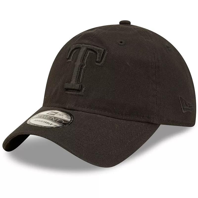 Mens New Era Texas Rangers Black Core Classic 2.0 9TWENTY Adjustable Hat - Black Product Image