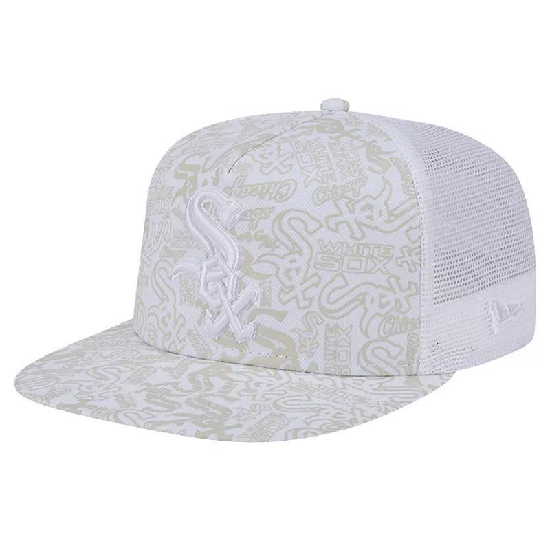 New Era Mens White Chicago White Sox Logo Dunes A-Frame Trucker 9FIFTY Snapback Hat Product Image