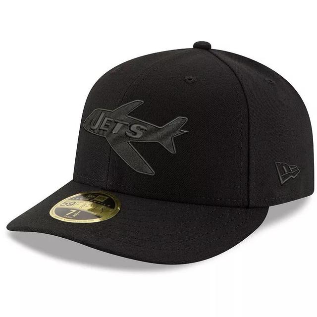 Mens New Era Black New York Jets Alternate Logo Black on Black Low Profile 59FIFTY II Fitted Hat Product Image