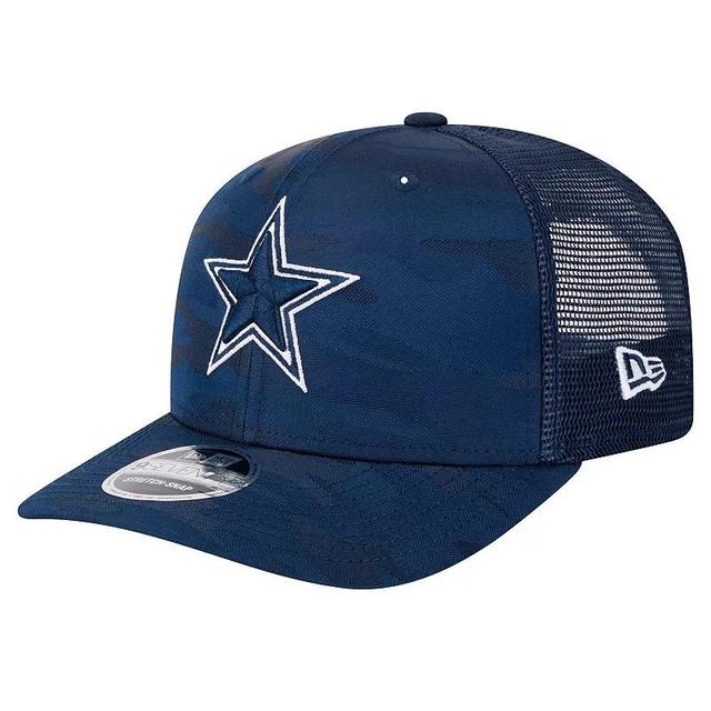 Mens New Era Dallas Cowboys Adventure Camo Trucker 9SEVENTY Stretch-Snap Adjustable Hat, Blue Product Image