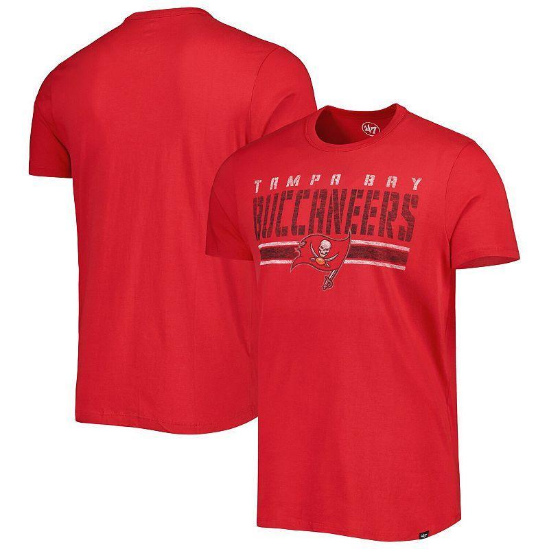 Mens 47 Brand Red Distressed Tampa Bay Buccaneers Team Stripe T-shirt Product Image