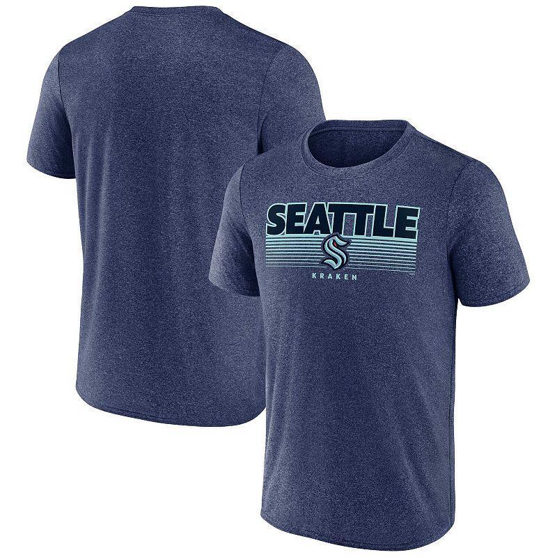 Mens Fanatics Branded Heathered Deep Sea Blue Seattle Kraken Prodigy Performance T-Shirt Krk Blue Product Image