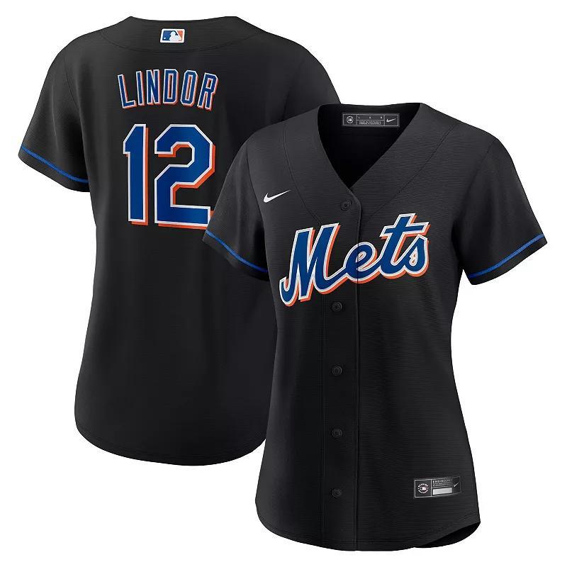 Womens Nike Francisco Lindor Black New York Mets 2022 Alternate Replica Player Jersey - Black Product Image