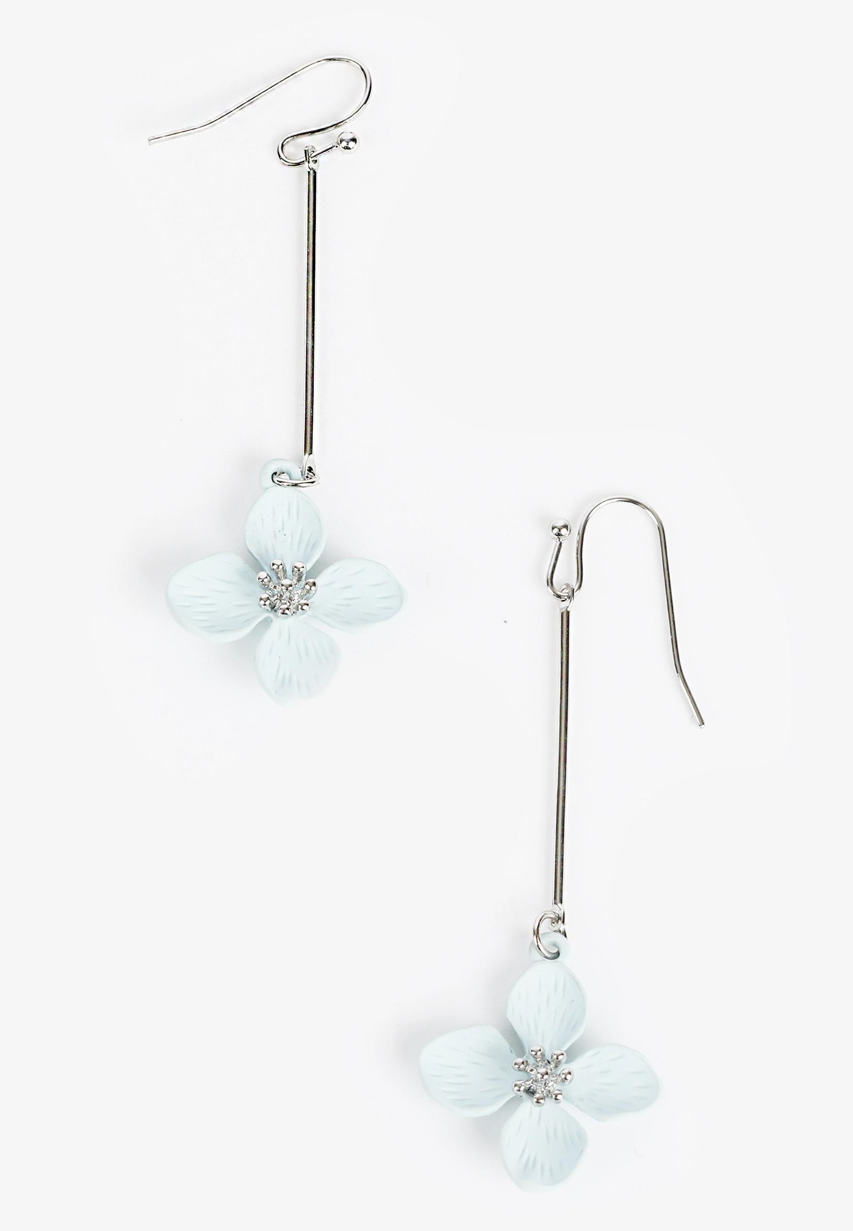 Blue Flower Drop Earrings Product Image