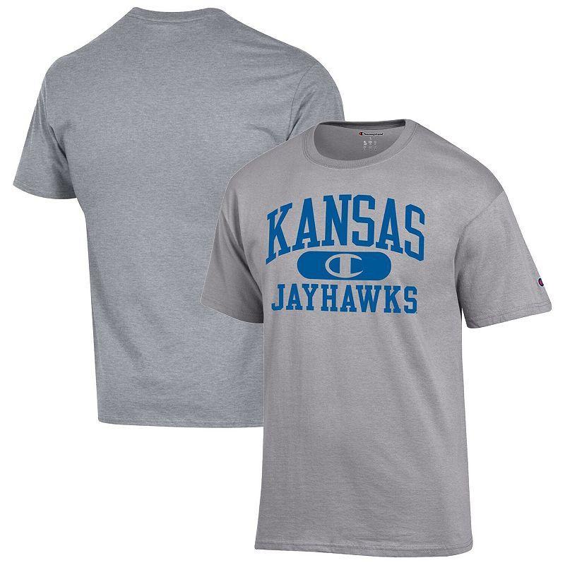 Mens Champion Heather Gray Kansas Jayhawks Arch Pill T-Shirt Product Image