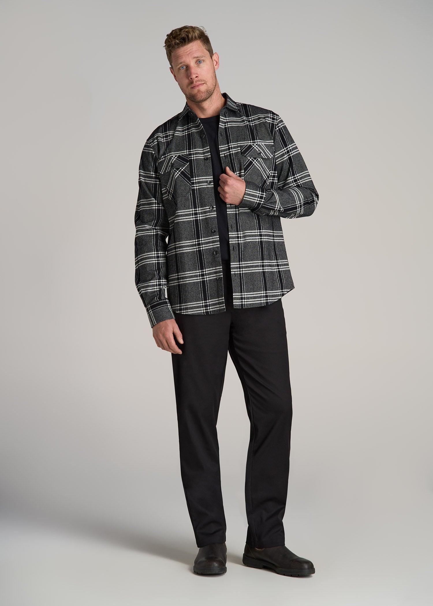 LJ&S Rugged Plaid Shirt Men's in Black and Light Grey Plaid Product Image