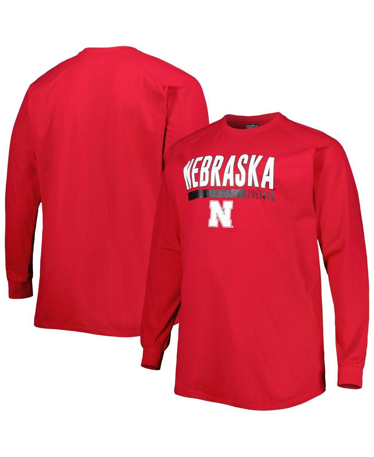 Mens Scarlet Nebraska Huskers Big and Tall Two-Hit Raglan Long Sleeve T-shirt Product Image