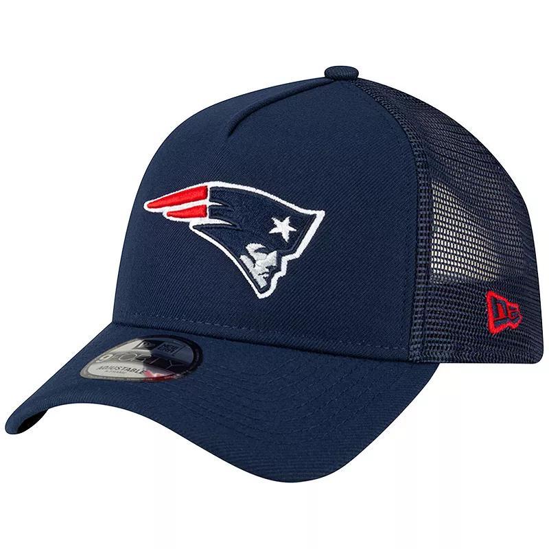 Mens New Era Navy New England Patriots A-Frame Trucker 9FORTY Adjustable Hat Product Image