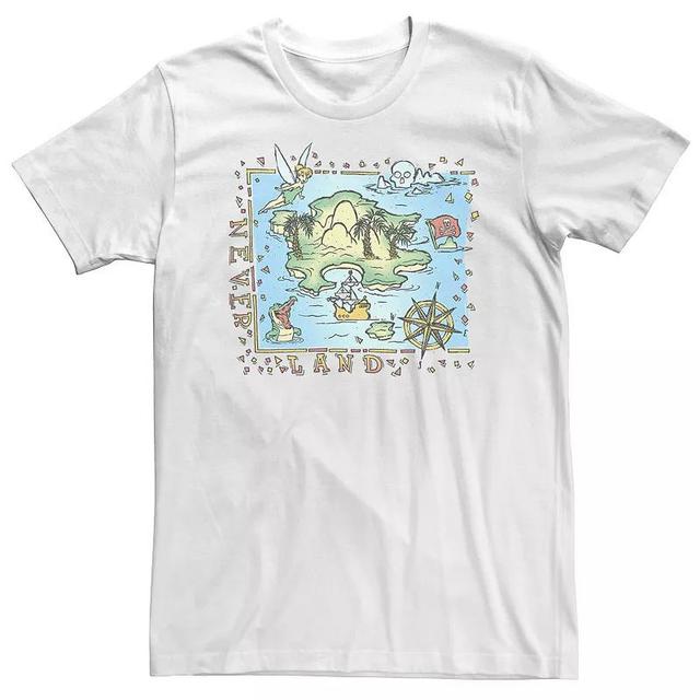 Big & Tall Disney Peter Pan Never Land Map Vintage Poster Tee, Mens Product Image