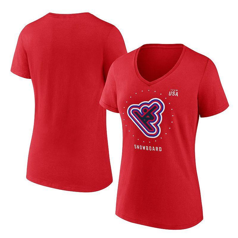 Womens Fanatics Branded Red Team USA Snowboard V-Neck T-Shirt Product Image