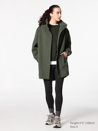 Womens Blocktech Half Coat Olive 2XL UNIQLO US Product Image