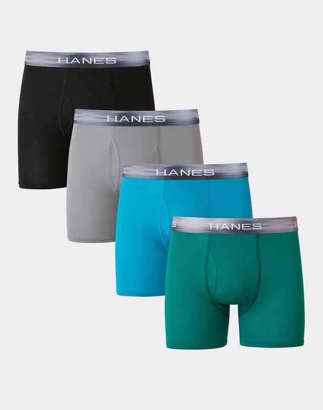 Hanes Sport Mens Air Mesh Boxer Brief Underwear, X-Temp, Assorted Solids, 4-Pack Assortment 2 M Product Image