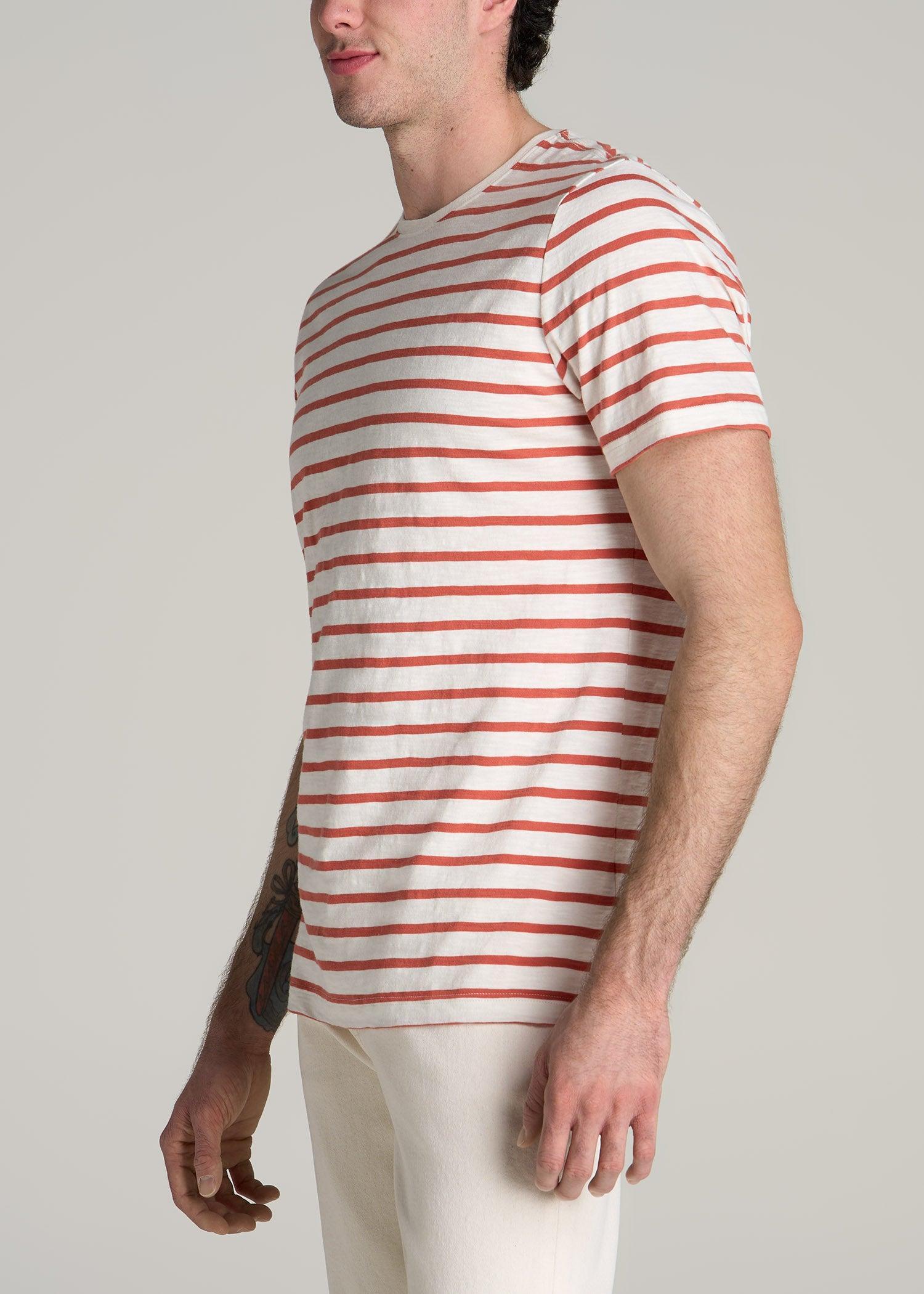 REGULAR-FIT Striped Tee in Burnt Orange and White Stripe - Men's Tall T-shirt Product Image