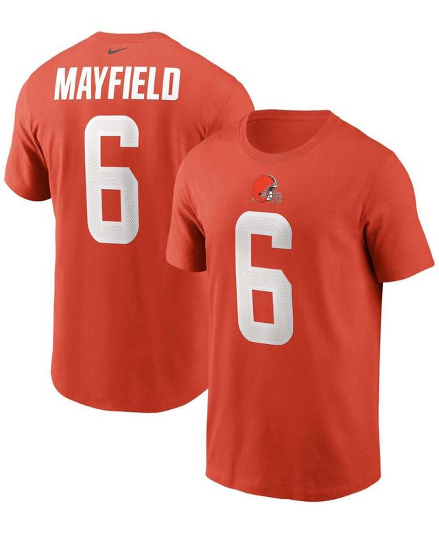 Mens Baker Mayfield Orange Cleveland Browns Name and Number T-shirt Product Image