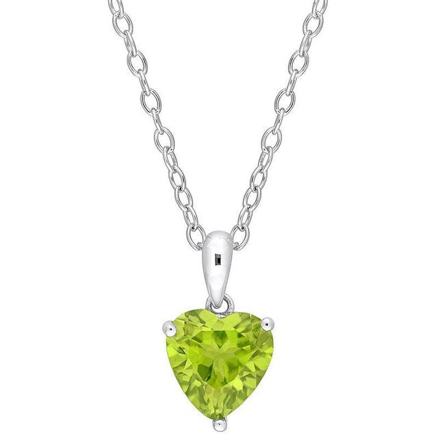 Stella Grace Sterling Silver & Gemstone Heart Stud Pendant Necklace, Womens Peridot Product Image