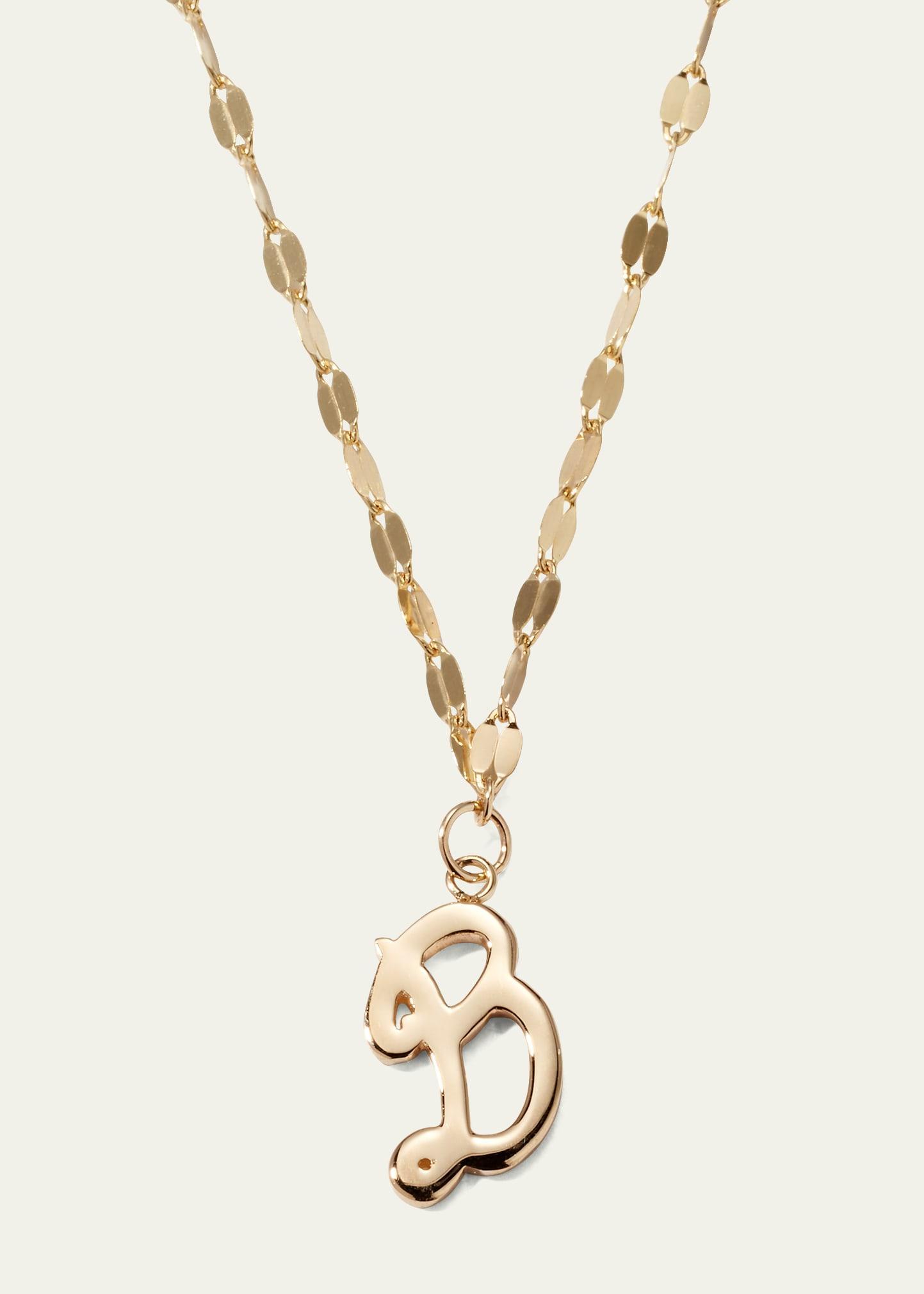 Womens 14K Yellow Gold Cursive Initial Pendant Necklace Product Image