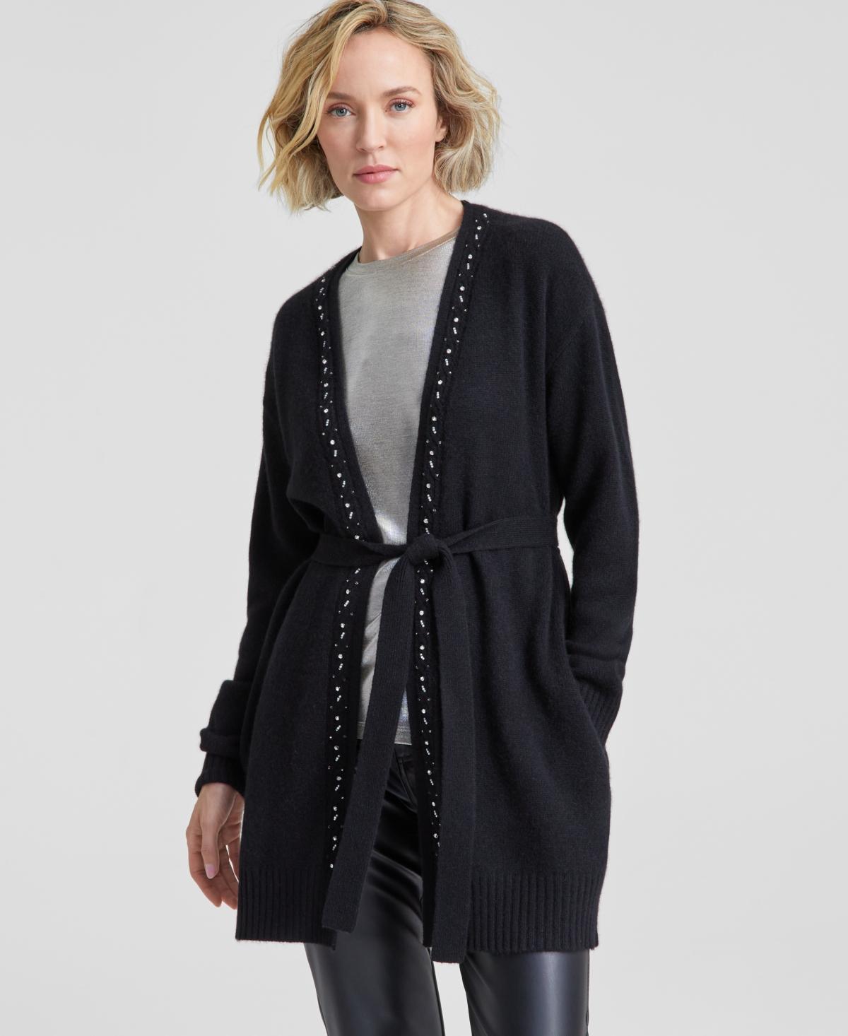 Charter Club Womens Cashmere Embellished Belted Cardigan, Created for Macys Product Image