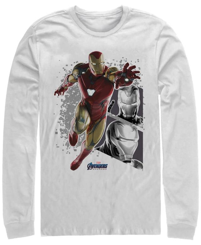 Marvel Mens Avengers Endgame Iron Man Jump Action Pose Panels, Long Sleeve T-shirt Product Image