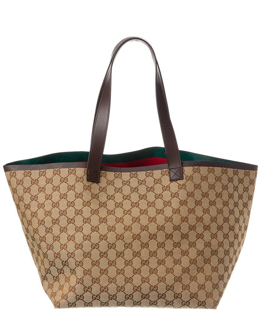 Original Gg Medium Canvas & Leather Tote In Beige Product Image