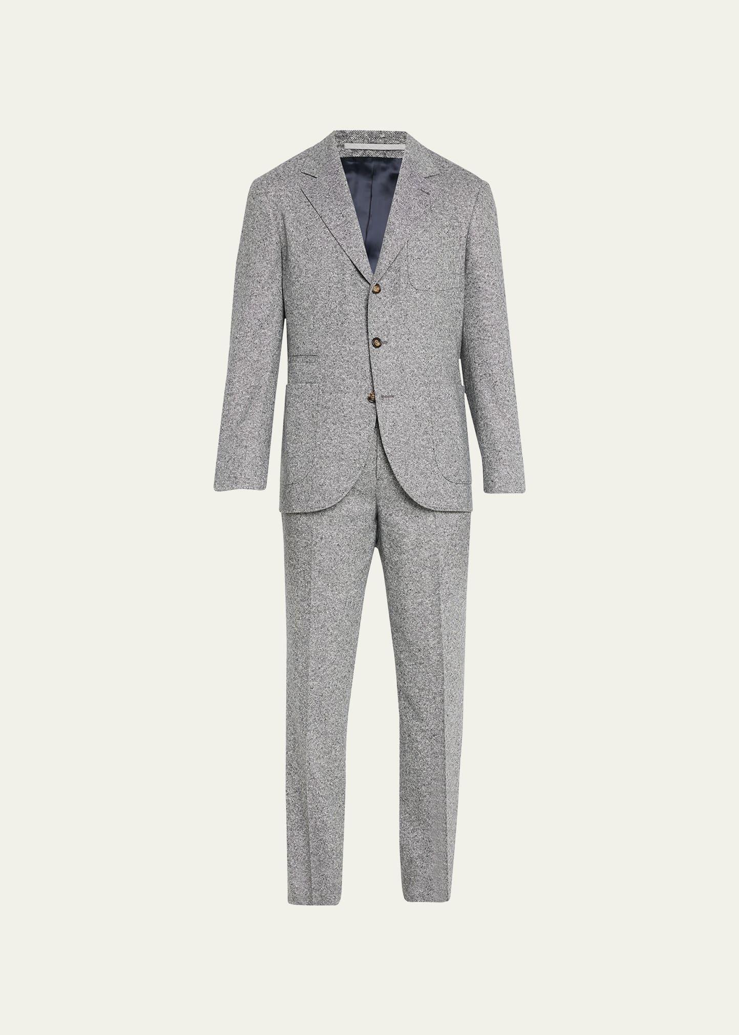 Mens Pleated Wool Donegal Suit Product Image